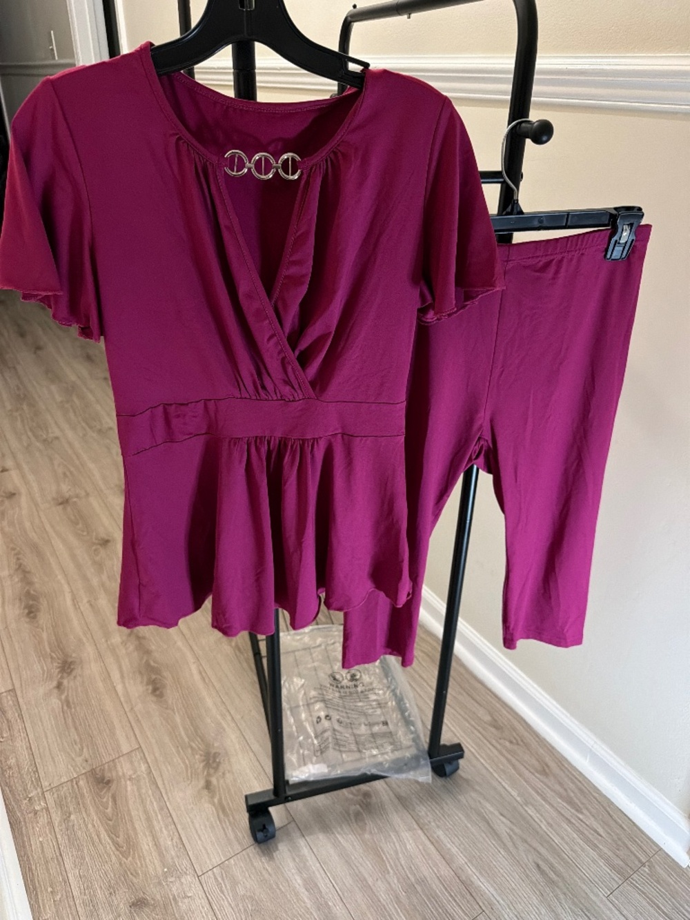 Plum color 2 piece capri set